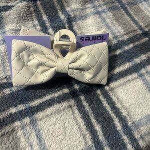 Claire's Quilted Cream Faux leather Bow Tie for Kids/Women